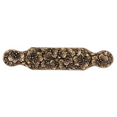 Notting Hill [NHP-604-AB] Solid Pewter Cabinet Pull Handle - Florid Leaves - Oversized - Antique Brass Finish - 6 1/4&quot; L