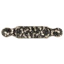 Notting Hill [NHP-604-SN] Solid Pewter Cabinet Pull Handle - Florid Leaves - Oversized - Satin Nickel Finish - 5" C/C - 6 1/4" L