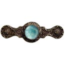 Notting Hill [NHP-624-AB-GA] Solid Pewter Cabinet Pull Handle - Victorian Jewel - Green Aventurine Natural Stone - Antique Brass Finish - 3&quot; C/C - 3 7/8&quot; L
