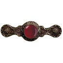 Notting Hill [NHP-624-AB-RC] Solid Pewter Cabinet Pull Handle - Victorian Jewel - Red Carnelian Natural Stone - Antique Brass Finish - 3&quot; C/C - 3 7/8&quot; L