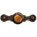 Notting Hill [NHP-624-AB-TE] Solid Pewter Cabinet Pull Handle - Victorian Jewel - Tiger Eye Natural Stone - Antique Brass Finish - 3" C/C - 3 7/8" L
