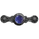 Notting Hill [NHP-624-AP-BS] Solid Pewter Cabinet Pull Handle - Victorian Jewel - Blue Sodalite Natural Stone - Antique Pewter Finish - 3&quot; C/C - 3 7/8&quot; L