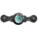 Notting Hill [NHP-624-AP-GA] Solid Pewter Cabinet Pull Handle - Victorian Jewel - Green Aventurine Natural Stone - Antique Pewter Finish - 3" C/C - 3 7/8" L