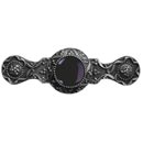 Notting Hill [NHP-624-AP-O] Solid Pewter Cabinet Pull Handle - Victorian Jewel - Onyx Natural Stone - Antique Pewter Finish - 3&quot; C/C - 3 7/8&quot; L