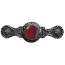 Notting Hill [NHP-624-AP-RC] Solid Pewter Cabinet Pull Handle - Victorian Jewel - Red Carnelian Natural Stone - Antique Pewter Finish - 3&quot; C/C - 3 7/8&quot; L