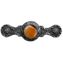 Notting Hill [NHP-624-AP-TE] Solid Pewter Cabinet Pull Handle - Victorian Jewel - Tiger Eye Natural Stone - Antique Pewter Finish - 3&quot; C/C - 3 7/8&quot; L