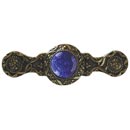 Notting Hill [NHP-624-BB-BS] Solid Pewter Cabinet Pull Handle - Victorian Jewel - Blue Sodalite Natural Stone - Brite Brass Finish - 3" C/C - 3 7/8" L