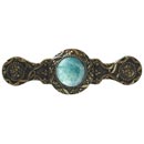 Notting Hill [NHP-624-BB-GA] Solid Pewter Cabinet Pull Handle - Victorian Jewel - Green Aventurine Natural Stone - Brite Brass Finish - 3&quot; C/C - 3 7/8&quot; L