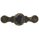 Notting Hill [NHP-624-BB-O] Solid Pewter Cabinet Pull Handle - Victorian Jewel - Onyx Natural Stone - Brite Brass Finish - 3" C/C - 3 7/8" L