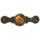 Notting Hill [NHP-624-BB-TE] Solid Pewter Cabinet Pull Handle - Victorian Jewel - Tiger Eye Natural Stone - Brite Brass Finish - 3" C/C - 3 7/8" L