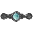 Notting Hill [NHP-624-BN-GA] Solid Pewter Cabinet Pull Handle - Victorian Jewel - Green Aventurine Natural Stone - Brite Nickel Finish - 3&quot; C/C - 3 7/8&quot; L