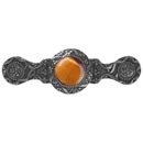 Notting Hill [NHP-624-BN-TE] Solid Pewter Cabinet Pull Handle - Victorian Jewel - Tiger Eye Natural Stone - Brite Nickel Finish - 3" C/C - 3 7/8" L