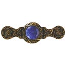 Notting Hill [NHP-624-G-BS] Solid Pewter Cabinet Pull Handle - Victorian Jewel - Blue Sodalite Natural Stone - 24K Satin Gold Finish - 3" C/C - 3 7/8" L