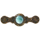 Notting Hill [NHP-624-G-GA] Solid Pewter Cabinet Pull Handle - Victorian Jewel - Green Aventurine Natural Stone - 24K Satin Gold Finish - 3" C/C - 3 7/8" L
