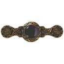 Notting Hill [NHP-624-G-O] Solid Pewter Cabinet Pull Handle - Victorian Jewel - Onyx Natural Stone - 24K Satin Gold Finish - 3" C/C - 3 7/8" L