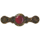Notting Hill [NHP-624-G-RC] Solid Pewter Cabinet Pull Handle - Victorian Jewel - Red Carnelian Natural Stone - 24K Satin Gold Finish - 3&quot; C/C - 3 7/8&quot; L