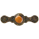Notting Hill [NHP-624-G-TE] Solid Pewter Cabinet Pull Handle - Victorian Jewel - Tiger Eye Natural Stone - 24K Satin Gold Finish - 3&quot; C/C - 3 7/8&quot; L