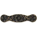 Notting Hill [NHP-626-AB] Solid Pewter Cabinet Pull Handle - Saratoga Rose - Antique Brass Finish - 3" C/C - 4" L