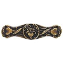 Notting Hill [NHP-628-AB] Solid Pewter Cabinet Pull Handle - River Irises - Antique Brass Finish - 3" C/C - 3 7/8" L