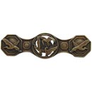 Notting Hill [NHP-637-AB] Solid Pewter Cabinet Pull Handle - Crane Dance - Antique Brass Finish - 3&quot; C/C - 3 7/8&quot; L