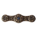 Notting Hill [NHP-661-AB-BS] Solid White Metal Cabinet Pull Handle - Jeweled Lily - Blue Sodalite Natural Stone - Antique Brass Finish - 3" C/C - 3 7/8" L