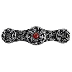 Notting Hill [NHP-661-AP-RC] Solid White Metal Cabinet Pull Handle - Jeweled Lily - Red Carnelian Natural Stone - Antique Pewter Finish - 3 7/8&quot; L
