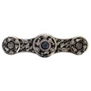 Notting Hill [NHP-661-BN-BS] Solid White Metal Cabinet Pull Handle - Jeweled Lily - Blue Sodalite Natural Stone - Brite Nickel Finish - 3 7/8&quot; L