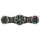 Notting Hill [NHP-661-BN-GA] Solid White Metal Cabinet Pull Handle - Jeweled Lily - Green Aventurine Natural Stone - Brite Nickel Finish - 3&quot; C/C - 3 7/8&quot; L