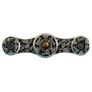 Notting Hill [NHP-661-BN-TE] Solid White Metal Cabinet Pull Handle - Jeweled Lily - Tiger Eye Natural Stone - Brite Nickel Finish - 3 7/8&quot; L