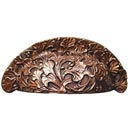 Notting Hill [NHBP-802-AC] White Metal Cabinet Cup Pull - Florid Leaves - Antique Copper Finish - 3" C/C - 4 1/8" L