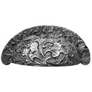 Notting Hill [NHBP-802-AP] White Metal Cabinet Cup Pull - Florid Leaves - Antique Pewter Finish - 3&quot; C/C - 4 1/8&quot; L