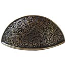 Notting Hill [NHBP-859-AB] White Metal Cabinet Cup Pull - Saddleworth - Antique Brass Finish - 3" C/C - 3 5/8" L