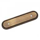 RK International [BP-1792-BAE] Solid Brass Cabinet Pull Backplate - Beaded Oblong - Antique English Finish - 5&quot; L - 3&quot; Centers