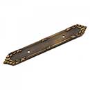 RK International [BP-384-AE] Solid Brass Cabinet Pull Backplate - Ornate Edge - Antique English Finish - 7 3/16&quot; L - 3&quot; Centers