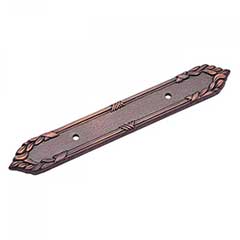 RK International [BP-384-DC] Solid Brass Cabinet Pull Backplate - Ornate Edge - Distressed Copper Finish - 7 3/16&quot; L - 3&quot; Centers