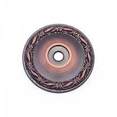 RK International [BP-490-DC] Solid Brass Cabinet Knob Backplate - Large Flat Deco-Leaf - Distressed Copper Finish - 1 1/2&quot; Dia.