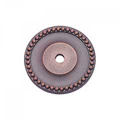 RK International [BP-7822-DC] Solid Brass Cabinet Knob Backplate - Beaded Single Hole - Distressed Copper Finish - 1 5/8&quot; Dia.