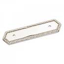 RK International [BP-7824-PN] Solid Brass Cabinet Pull Backplate - Deco-Leaf Edge - Polished Nickel Finish - 5&quot; L - 3&quot; Centers