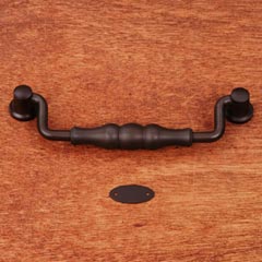 RK International [CP-3704-RB] Solid Brass Cabinet Bail Pull - Beaded Middle - Oversized - Oil Rubbed Bronze Finish - 5&quot; C/C - 5 11/16&quot; L