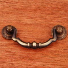 RK International [CP-3707-AE] Solid Brass Cabinet Bail Pull - Sculptured Beaded - Standard Size - Antique English Finish - 3&quot; C/C - 4&quot; L