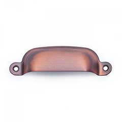 RK International [CF-5250-DC] Solid Brass Cabinet Cup Pull - Flat Box - Distressed Copper Finish - 3 1/4&quot; C/C - 3 3/4&quot; L