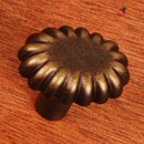 RK International [CK-205-AE] Solid Brass Cabinet Knob - Lines at End - Antique English Finish - 1 3/16" Dia.