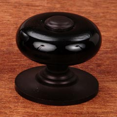 RK International [CK-313-RB] Porcelain Cabinet Knob - Large Fat Round - Black w/ Oil Rubbed Bronze Tip - Oil Rubbed Bronze Base - 1 1/4&quot; Dia.