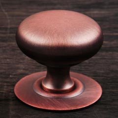 RK International [CK-3217-DC] Hollow Brass Cabinet Knob - Small Hollow Round w/ Detachable Back Plate - Distressed Copper Finish - 1 1/4&quot; Dia.