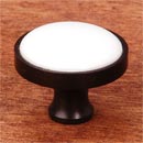 RK International [CK-515-RBW] Solid Brass Cabinet Knob - Flat Round w/ White Porcelain Insert - Oil Rubbed Bronze Finish - 1 1/4&quot; Dia.
