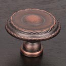 RK International [CK-705-DC] Solid Brass Cabinet Knob - Large Double Roped Edge - Distressed Copper Finish - 1 1/2" Dia.