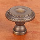 RK International [CK-706-AE] Solid Brass Cabinet Knob - Small Double Roped Edge - Antique English Finish - 1 1/4" Dia.