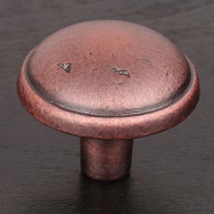 RK International [CK-711-DC] Solid Brass Cabinet Knob - Distressed Mushroom w/ Ring Edge - Distressed Copper Finish - 1 3/8&quot; Dia.