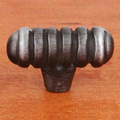 RK International [CK-713-DN] Solid Brass Cabinet Knob - Distressed Large Ribbed - Distressed Nickel Finish - 1 13/16&quot; L