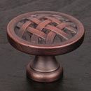 RK International [CK-751-DC] Solid Brass Cabinet Knob - Large Cross-Hatched - Distressed Copper Finish - 1 1/2" Dia.